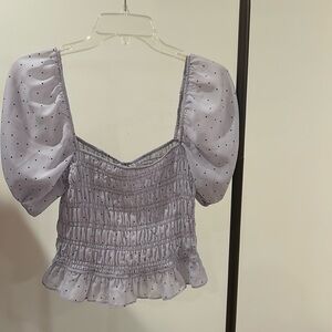 NSR lilac polka dot top.